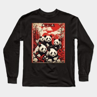 China Chinese Panda Bears Vintage Poster Tourism Poster Long Sleeve T-Shirt